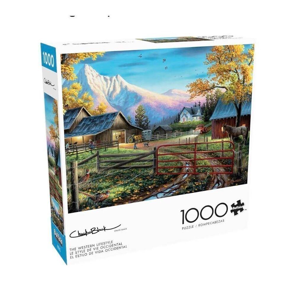 Buffalo Games Chuck Black The Western Lifestyle 1000 pc Jigsaw Puzzle USED